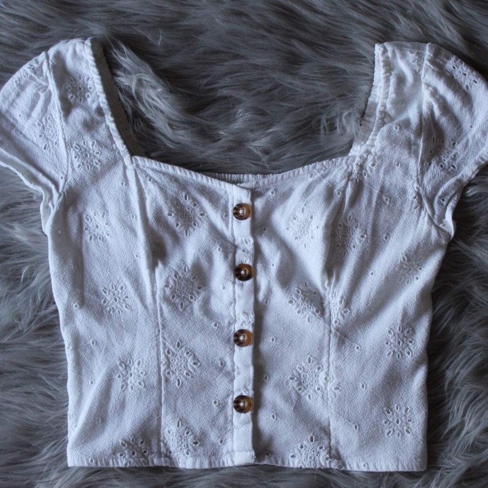 Eyelet Embroidered CropTop-Hollister
